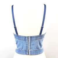 Top corset en jean pour femme avec strass, bustier sexy push-up pour soirée, danse, tube en jean bleu, bretelles spaghetti, soutien-gorge