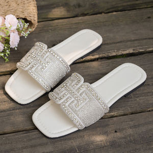 <span class=keywords><strong>Sandalias</strong></span> de Playa Casuales con Pedrería y Punta Cuadrada, Estilo Moderno para Mujer, <span class=keywords><strong>Sandalias</strong></span> Planas de Verano con Punta Redonda - Product Image 3