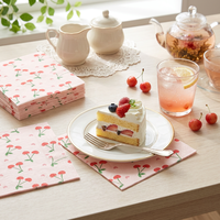 Serviettes en papier jetables 3 plis à motif cerise rose, jolies serviettes à motif de fruits, décoration de table pour fête d'anniversaire