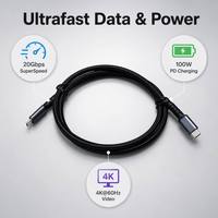 Cable USB 3.2 Tipo-C a Tipo-C de Alta Velocidad para Transferencia de Datos con Carga Rápida de 5A, Conductor de Cobre Puro y Blindaje Trenzado