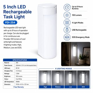 Lampe de travail LED rechargeable de 5 pouces, 100 lumens, IP44, étanche, blanc froid, pour le camping, portable et écologique - Product Image 6