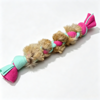 Jouet en corde pour chien en fourrure d'animal véritable personnalisé, de haute qualité, pour l'extérieur, interactif, pour tirer et mâcher, à prix de gros