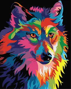 Decorative Painting 40x50cm Wall Decor DIY Animal Wolf Oil Painting Acrylic Paint By Number Kit