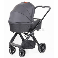 Système de voyage 3-en-1 de luxe Brightbebe avec grandes roues, poussette haute pour bébé et siège auto, en cuir, vente en gros