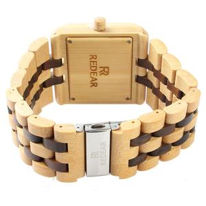 Montres en bois de fabrication artisanale, vente en gros transfrontalière d'usine, déstockage, bois massif, quartz, écologiques, 48 mm carrées, pour hommes - Product Image 2
