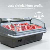 Vitrine réfrigérée commerciale multi-étagères pour viande crue, idéale pour marché de produits frais et restaurant buffet / hot pot, avec éclairage LED