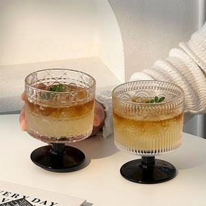 Juego de Copas de Vino de <span class=keywords><strong>Cristal</strong></span> Hechas a Mano de Lujo con Tallo Negro Repujado <span class=keywords><strong>Vintage</strong></span> y Piedras Preciosas de Girasol, Vasos para Café Helado - Product Image 5