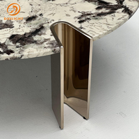 Table basse moderne de luxe italienne en marbre avec pieds en acier inoxydable doré, mobile et décorative pour le salon, meubles de maison