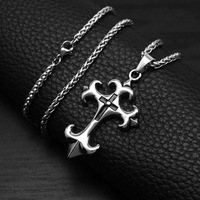 Кулон Fleur De Lis в готическом стиле, персонализированный, водонепроницаемый, из нержавеющей стали, не тускнеющий, изысканное модное ювелирное украшение, ожерелье с крестом для мужчин