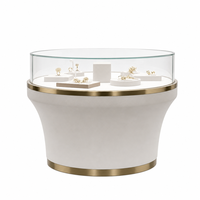 Elegante Schmuck-Vitrine mit Maßgefertigter LED-Beleuchtung, Metall-Holz-Glas-Kombination, Großhandel für Juweliergeschäfte