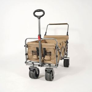 QM Stainless Steel OEM Portable All Terrain <b>Camping</b> Shopping Platform <b>Cart</b> Folding Utility Hand-Pulled Four-Wheel Tools - Product Image 3