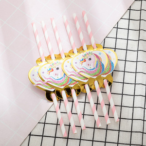 Décoration de fête d'anniversaire pour enfants, vaisselle jetable à estampage à chaud, fournitures sur le thème de la licorne - Product Image 6