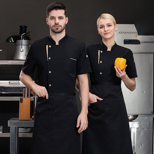 ชุดทำงานเชฟฤดูร้อน เสื้อแขนสั้นผู้ชาย สำหรับร้านอาหาร ครัว โรงแรม โรงอาหาร ร้านเบเกอรี่ ระบายอากาศได้ดี - Product Image 6