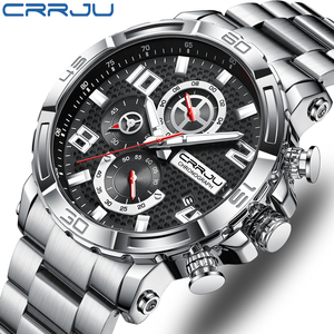 CRRJU 2297 orologi da uomo in acciaio inossidabile impermeabile con luminoso crrju negozio ufficiale cronografo sportivo orologi Relogio Masculino - Product Image 1