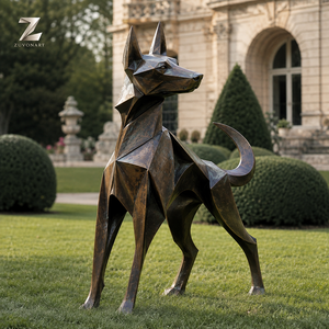 Statue de chien K9 grandeur nature en bronze, sculpture de berger <span class=keywords><strong>allemand</strong></span> moulée à la main avec harnais pour la décoration de parcs, villas et cours. - Product Image 2