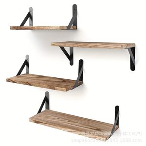 Wall <b>Shelves</b> Solid Wood Rectangle Wall Mounted Type Durable Multipurpose Decorative <b>Racks</b> - Product Image 1