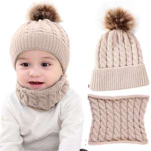 Ensemble bonnet et écharpe pour bébé filles et garçons, tricoté, chaud, idéal en hiver - Product Image 2