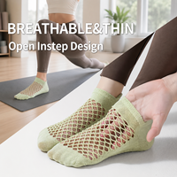 Chaussettes de yoga et de Pilates pour femmes à coupe basse, respirantes, antidérapantes, en maille ouverte sur le dos du pied, avec logo personnalisé