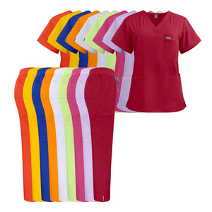 Vente en gros Ensembles de hauts personnalisés pour infirmière Hommes Femmes unisexe col en V Spandex Uniforme d'allaitement hospitalier Ensemble d'uniformes médicaux à récurer - Product Image 4