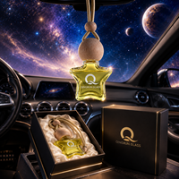 Flacon diffuseur de parfum de voiture en verre transparent en forme d'étoile, vide, recyclable, de luxe, 9 ml, avec bouchon en bois