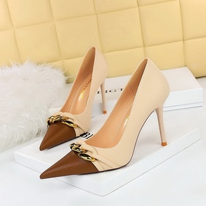 2025 New Women <b>Pumps</b> <b>Black</b> and Apricot Matching Thin Heel Pointed Toe Office Shoes Heels for Ladies - Product Image 4