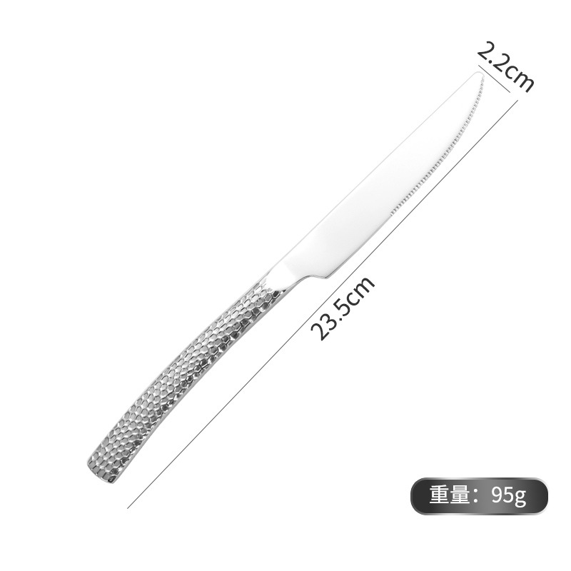 Cuillère à dessert épaisse martelée en acier inoxydable 304