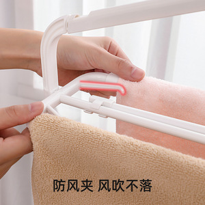Thickened Extendable Foldable Clothes Hanger White Rectangle <b>Hook</b> Type For Drying <b>Towels</b> Bed Sheets Duvet Covers Home Use - Product Image 4