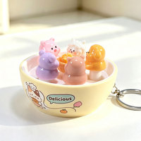 Mini porte-clés anti-stress en forme de plat de nourriture, jouet à presser en forme de dessert, pendentif anti-stress pour les doigts, vente en gros personnalisée