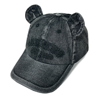 Gorra de Béisbol de Mezclilla Lavada con Orejas de Oso, Bordado de Letras, Ajustable, Estilo Papá, con Logotipo Personalizado, Gorra de Vaquero de Dibujos Animados para Mujeres y Niñas