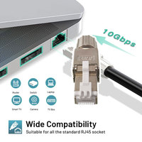8P8C Ethernet CAT7 Toolless Plug RJ45 Konektor Bebas Alat Modular Plug Bebas Alat Berbahan Zinc Alloy Terlindungi Modular Plug