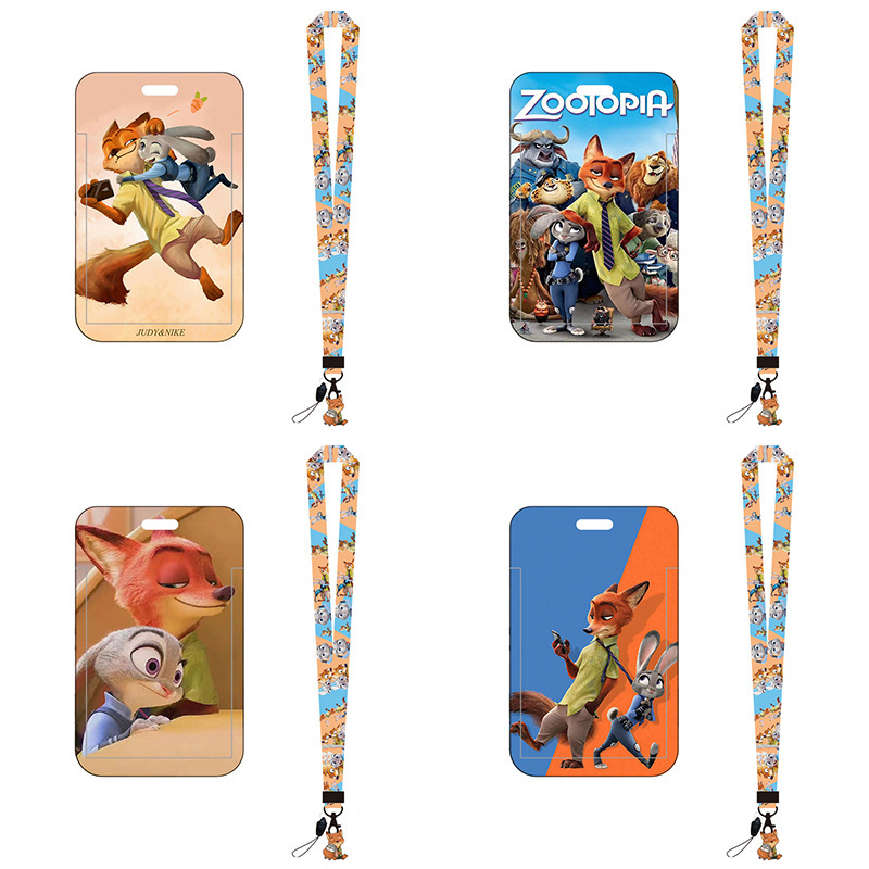 Lovely Cartoon Zootopia Card Holder Lanyards Custom Logo Student Worker ID Name Badge Credit Card Case Cover Lanyard Accessories