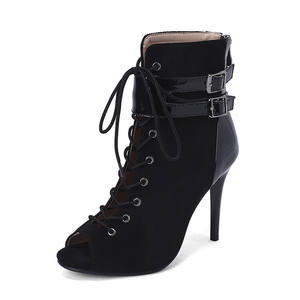 מגפי ג 'אז שחור עקבים גבוהים נעלי ריקוד נעליים מודרניות במה נעלי נשים מקצועי לטיני ריקוד חם - Product Image 1