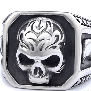 Roestvrijstalen Schedelring Vintage Gotische Heren Ring Custom Skull <span class=keywords><strong>Bird</strong></span> Design Roestvrijstalen Ringen Schedels Sieraden - Product Image 2