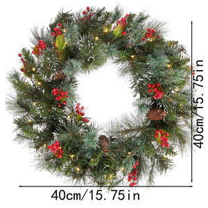 [With Video] Cross-Border Bestseller <b>Christmas</b> Indoor <b>Decor</b> <b>Door</b> Wall Hanging Wreath Warm LED Lights Red Berries Pine Cones - Product Image 5