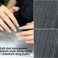 Pochoirs à ongles transparents ajourés pour French manucure, motifs floraux et grille, autocollants, outil pour lignes de sourire