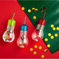 Top vente LED ampoule rougeoyante bouteille d'eau mignon lait jus ampoules tasse bouteilles en plastique pour fête d'anniversaire décorations de noël