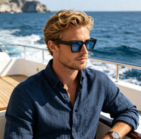 Lunettes de soleil personnalisées, mode rétro, carrées, pour hommes et femmes, UV400, monture en PC, verres en acrylique, haute qualité, noires, Gafas De Sol