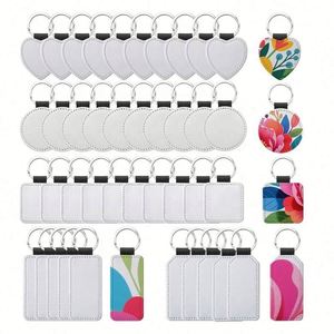 High Quality PU Leather Keychain Sublimation Digital Photo Keychains Blank Leather Metal Keychains - Product Image 1