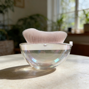 Pinceau Kabuki transparent à manche court et poils synthétiques, avec couvercle, pour maquillage et crème solaire, marque YRX Private Logo. - Product Image 3