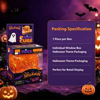 Cube souple translucide orange à paillettes pour Halloween, jouet anti-stress à presser, idéal pour les fêtes