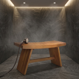 Solid Teak Wood Bathroom <b>Bench</b> Curved Saddle <b>Seat</b> Shower Stool Spa Restroom <b>Bench</b> - Product Image 1