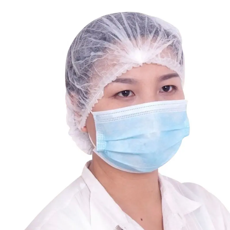 Penutup rambut kepala elastis Non Woven sekali pakai topi klip jaring topi kepala bedah Bouffant medis