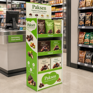 Support d'affichage portable en carton pour mélange de noix, impression offset CMYK, installation facile pour la promotion en magasin - Product Image 2