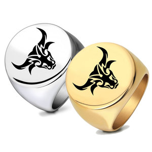 Bague Tête de Taureau Ronde 22MM en Acier Inoxydable 304, Style Européen et Américain, Bijou Femme, Cadeau - Product Image 1