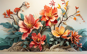 Papel Tapiz Floral 3D para Decoración de Paredes de Sala de Estar, Mural de Hojas y Flores - Product Image 5