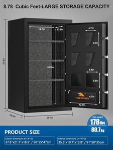 TIGERKING Caja fuerte para el hogar a prueba de fuego e impermeable de 8.78 pies cúbicos, acero de alta resistencia, 40 minutos 1200 ° Fuego, Teclado, Estantes - Product Image 4