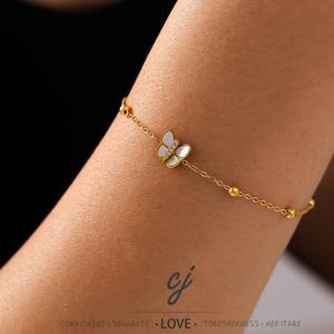 Pulsera de bola de mariposa de moda de acero inoxidable Carline, pulsera de cadena <span class=keywords><strong>Likn</strong></span> de oro de 18 quilates con incrustaciones de circón, joyería para mujer - Product Image 3