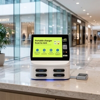Station de recharge portable commerciale à batterie Li-Polymère partagée, 4 baies, 8000 mAh, charge rapide 60W, kiosque de location