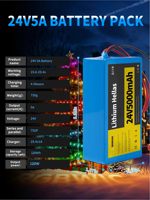 24V 5Ah Zylindrischer Lithium-Akkupack mit 20W 12V Solarpanel 500 Zyklen für DIY-Projekte Drohnen & Roboterhunde
