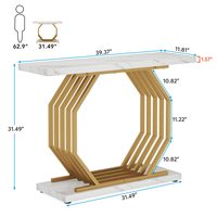 Table console dorée Tribesigns, table d'entrée en faux marbre, canapé étroit avec base en métal géométrique, entrée d'appoint moderne de 40 pouces